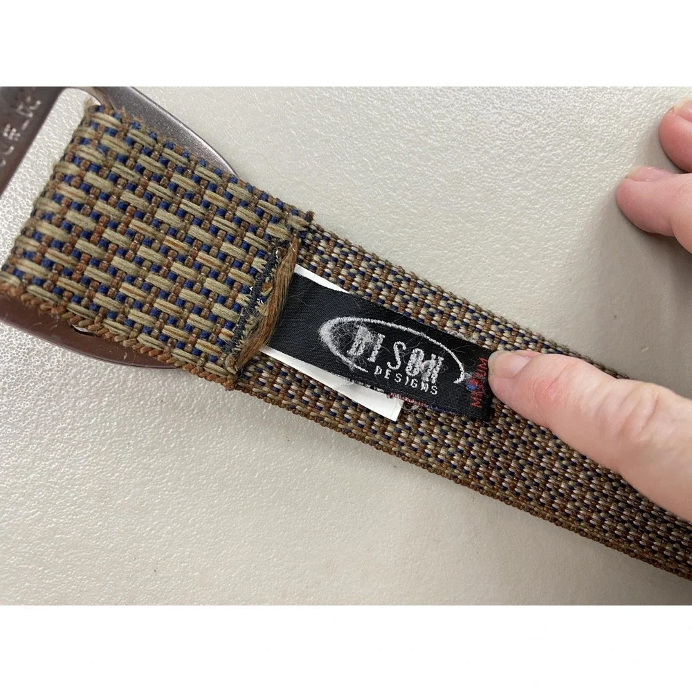 Bison Designs Belt Mens Medium Brown Nylon Webbing Bottle Opener 34 36 38